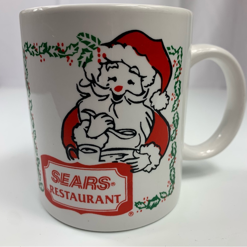 Vintage Sears Restaurant Christmas Coffee Mug Santa Collectible Cup Max Rare